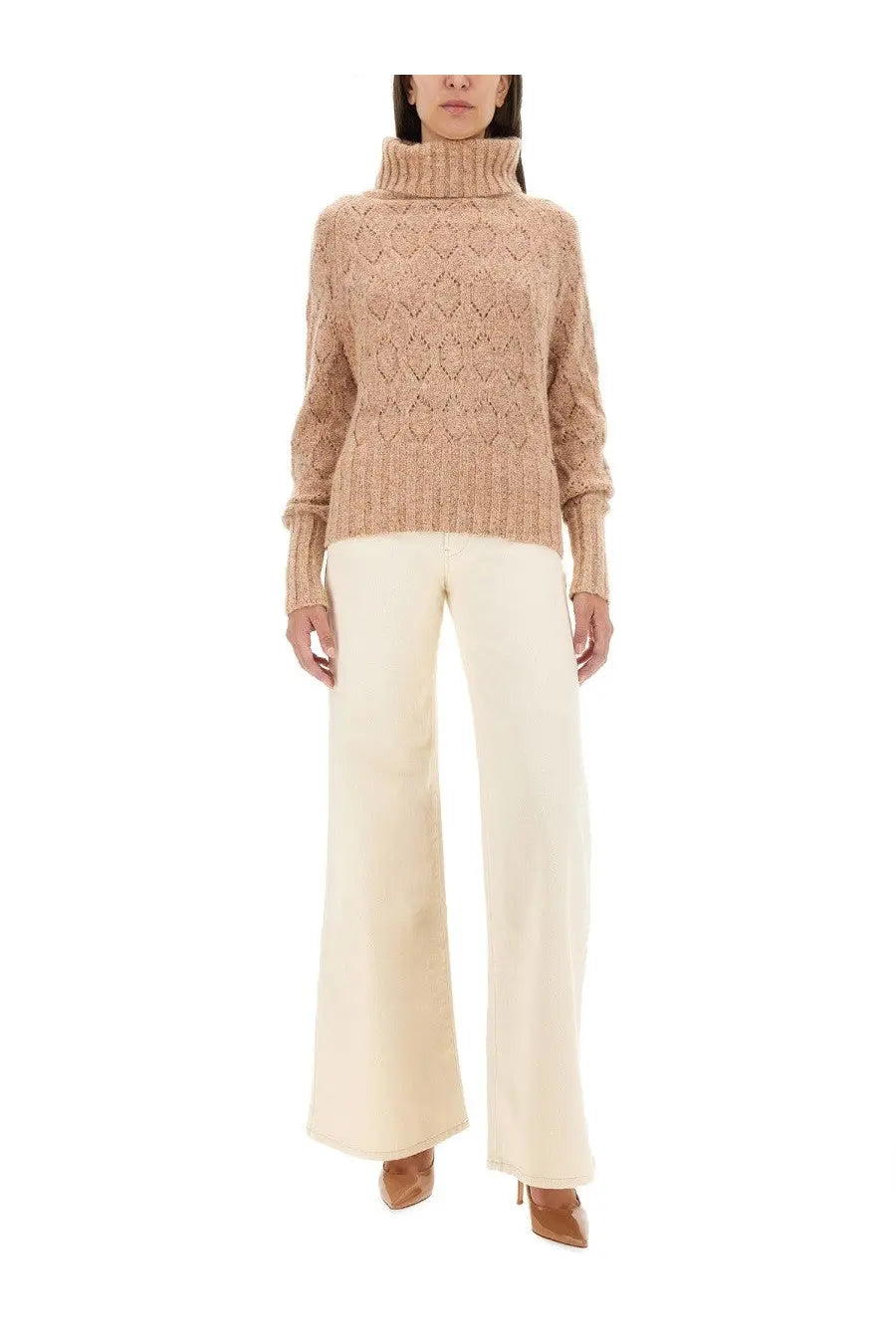 Kiton Women's Turtleneck Shirt Brown, view 2