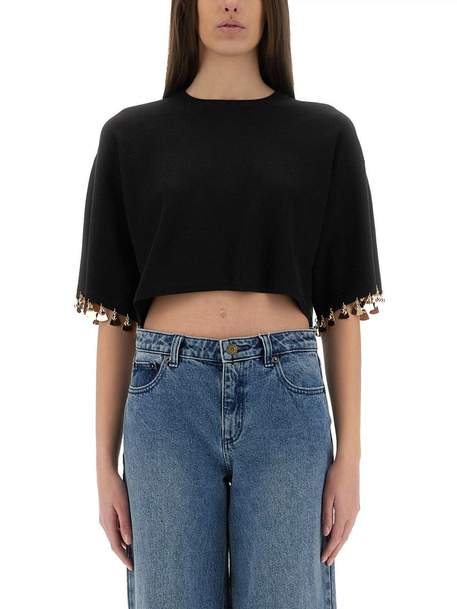 Rabanne Women's Knit Crop Shirt Black