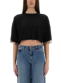 Rabanne Women's Knit Crop Shirt Black