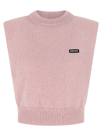 ROTATE Birger Christensen Knit Cropped Vest Blue