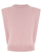 ROTATE Birger Christensen Knit Cropped Vest Blue, view 2