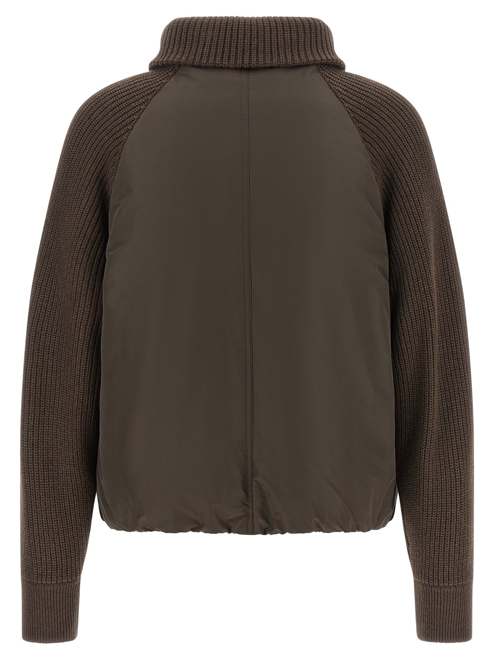 Brunello Cucinelli Knit Insert Down Jacket Brown