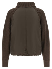 Brunello Cucinelli Knit Insert Down Jacket Brown