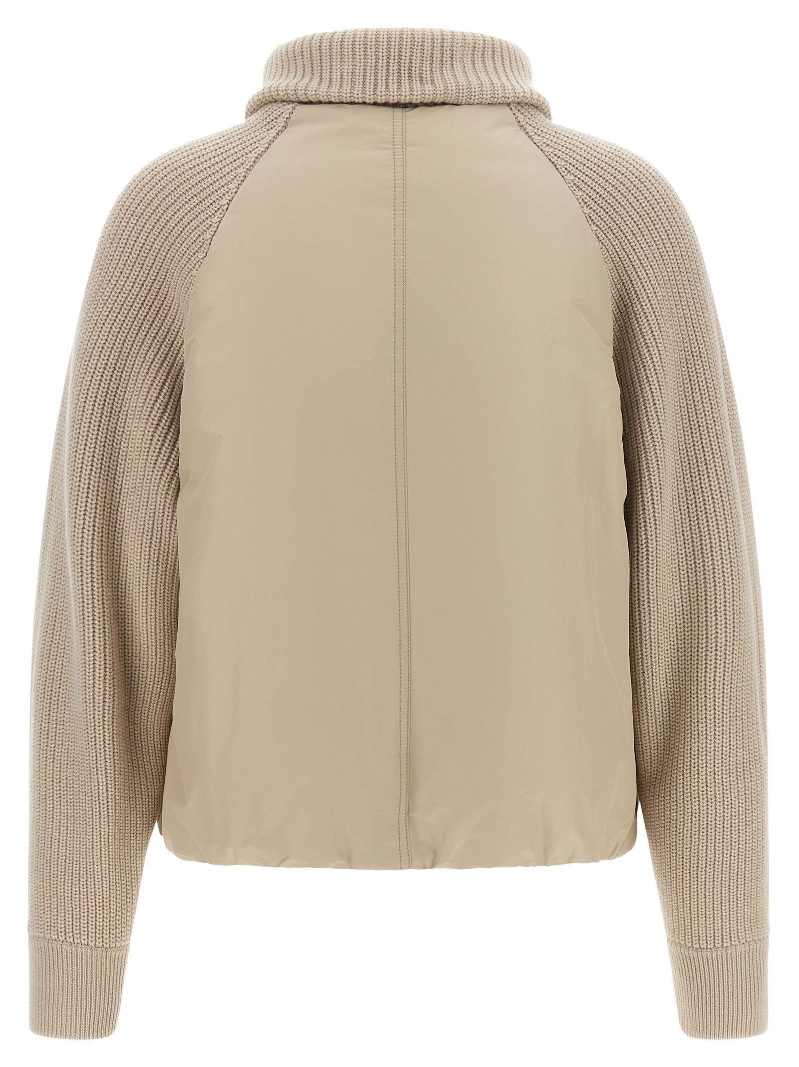 Brunello Cucinelli Knit Insert Down Jacket Beige