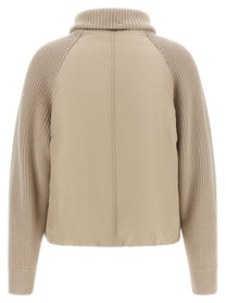Brunello Cucinelli Knit Insert Down Jacket Beige
