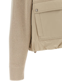 Brunello Cucinelli Knit Insert Down Jacket Beige