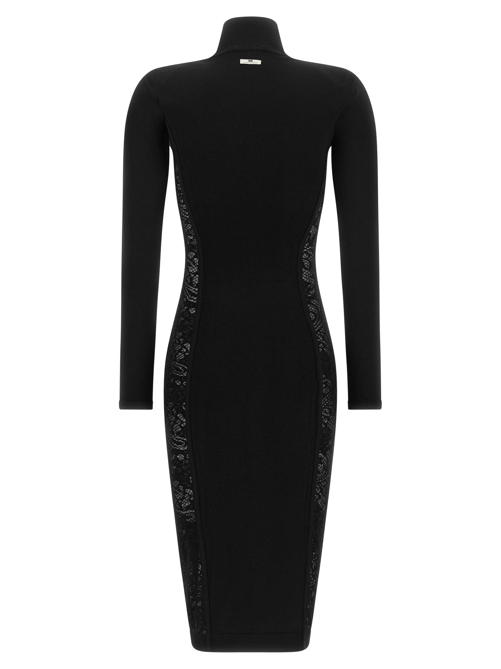 Elisabetta Franchi Knitted and Lace Dress Black