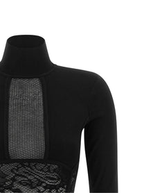 Elisabetta Franchi Knitted and Lace Dress Black