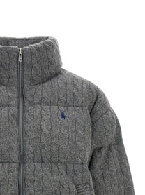 Polo Ralph Lauren Knitted Braided Down Jacket Grey