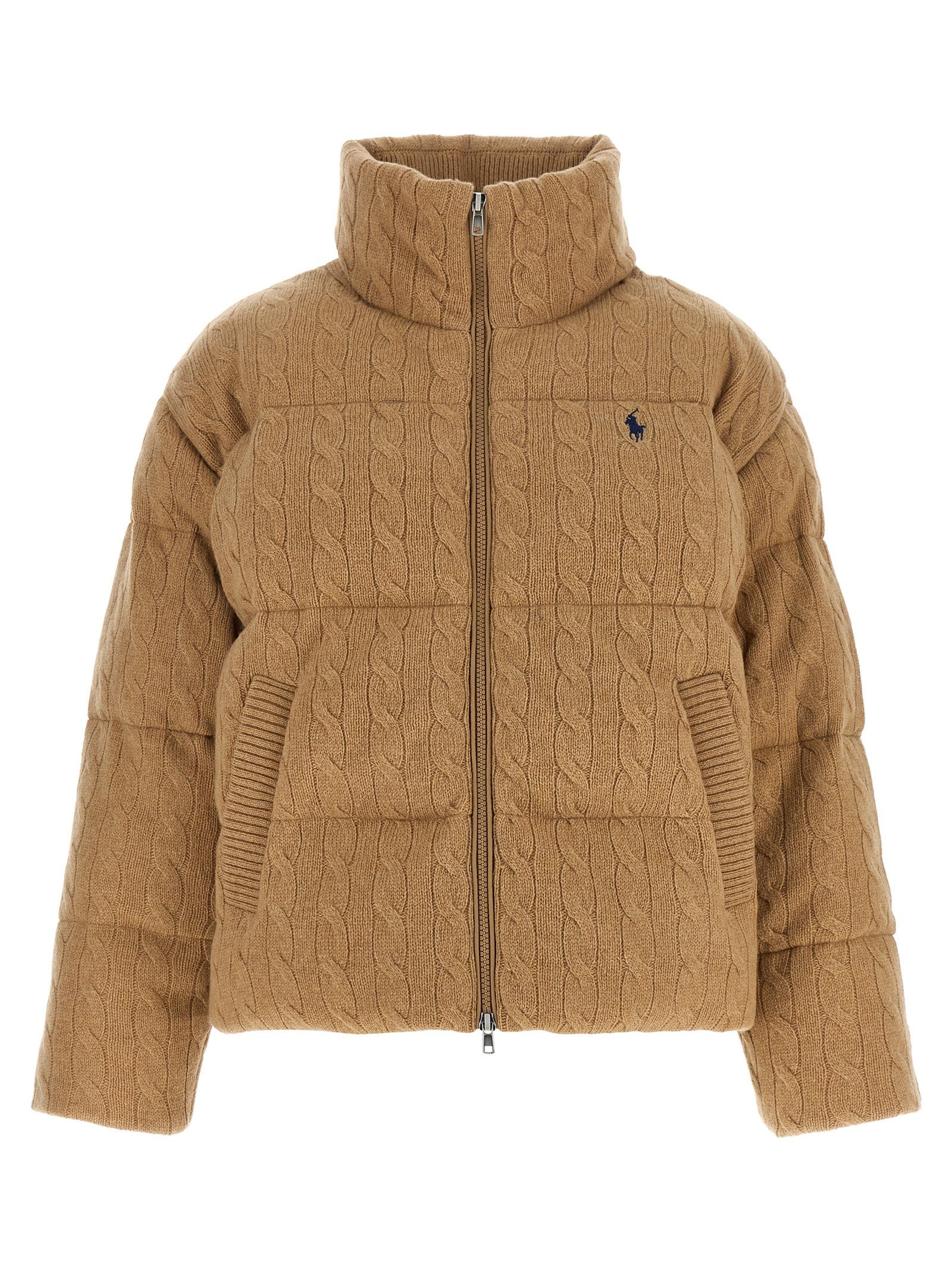 Polo Ralph Lauren Knitted Braided Down Jacket Beige