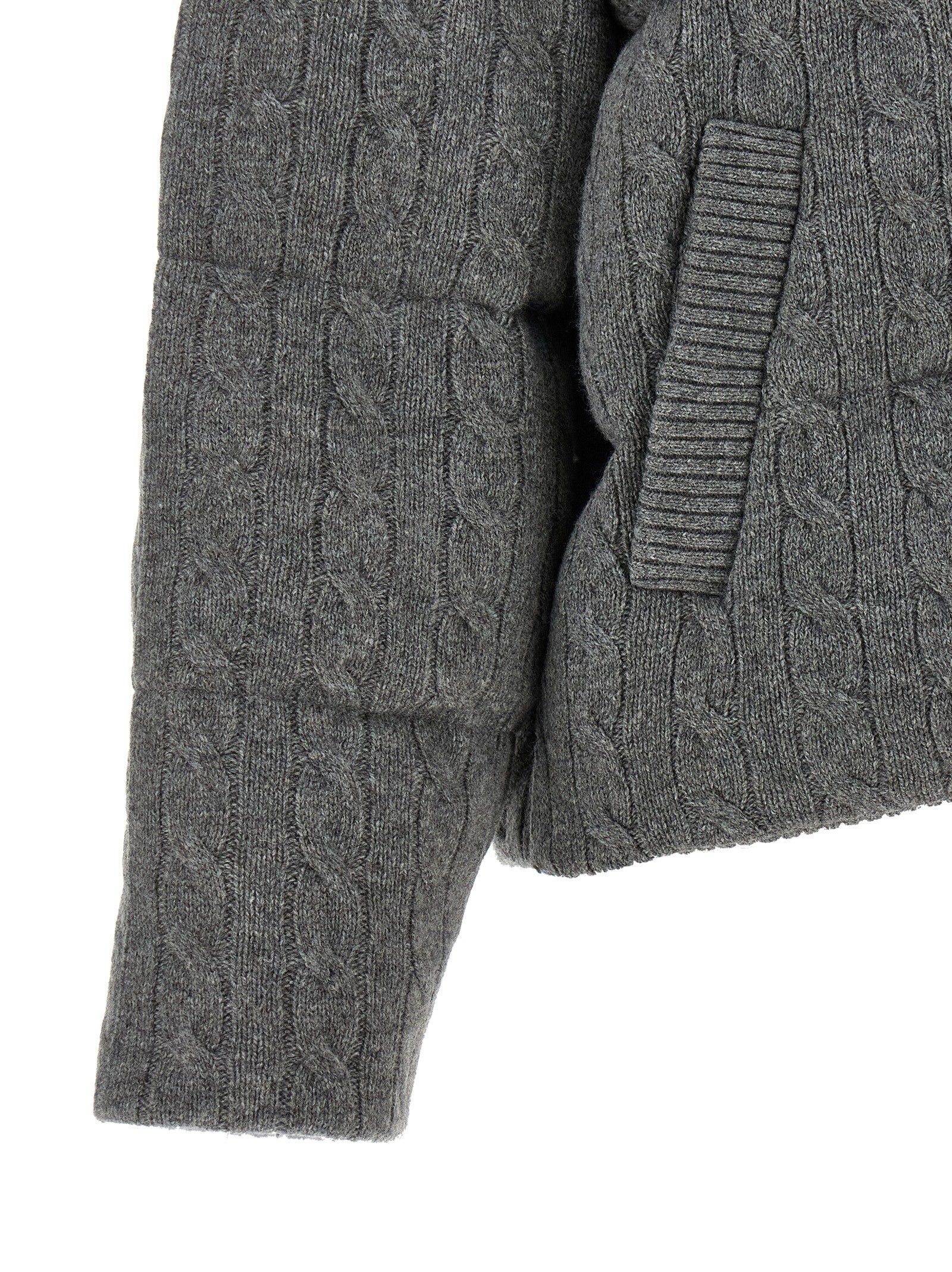 Polo Ralph Lauren Knitted Braided Down Jacket Grey