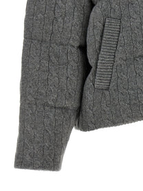Polo Ralph Lauren Knitted Braided Down Jacket Grey
