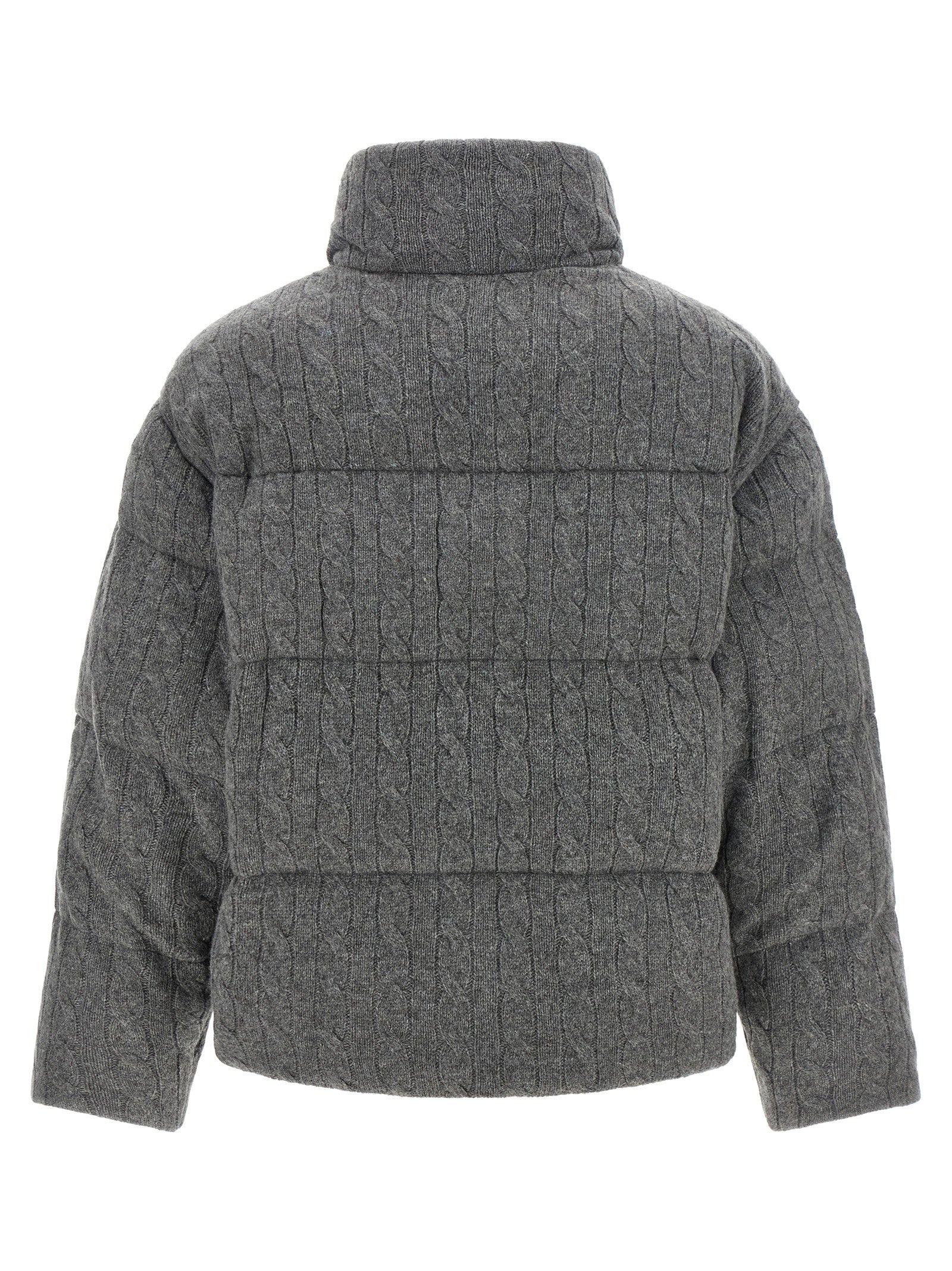 Polo Ralph Lauren Knitted Braided Down Jacket Grey
