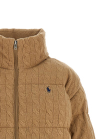 Polo Ralph Lauren Knitted Braided Down Jacket Beige