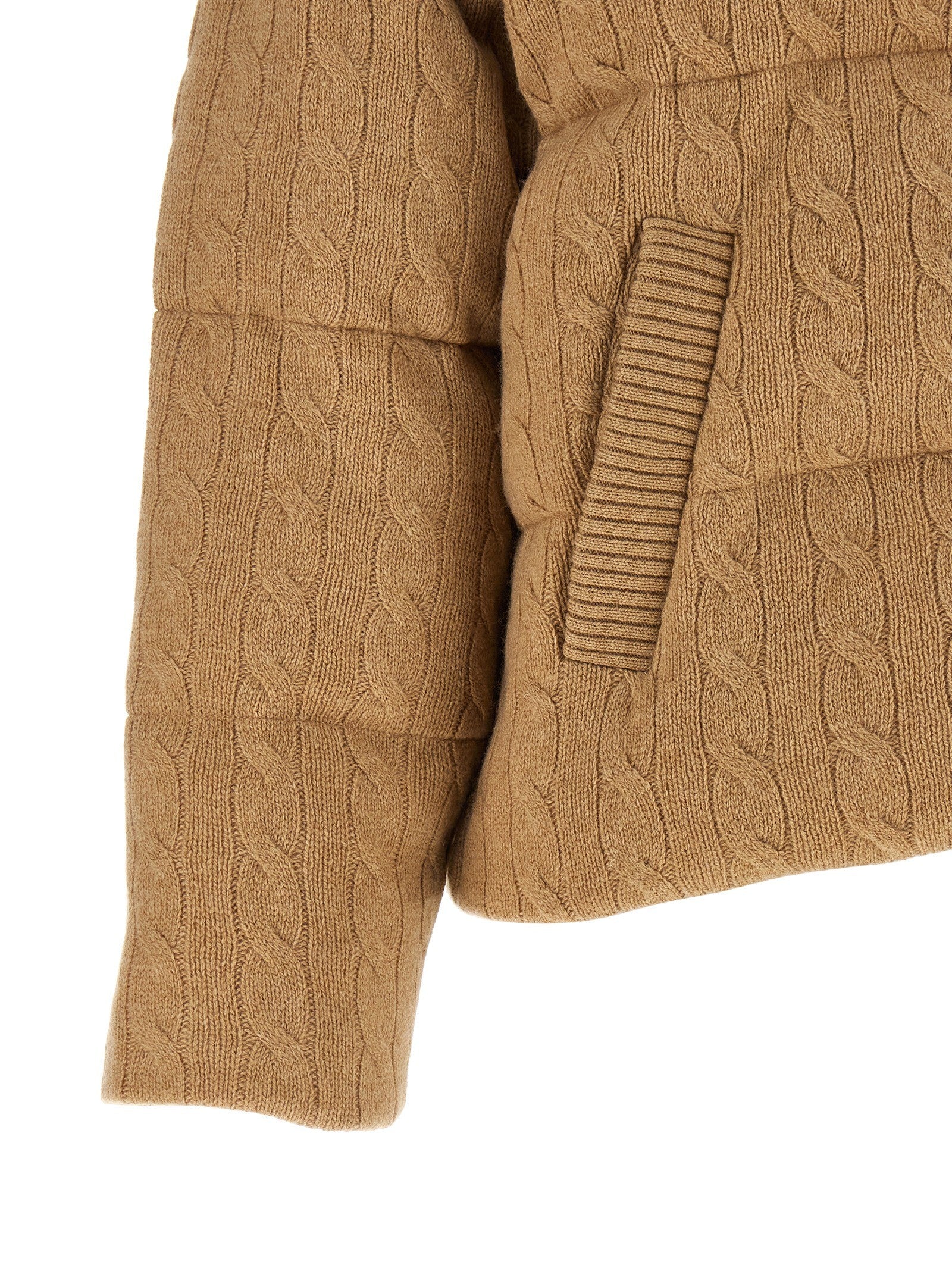 Polo Ralph Lauren Knitted Braided Down Jacket Beige