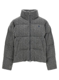 Polo Ralph Lauren Knitted Braided Down Jacket Grey