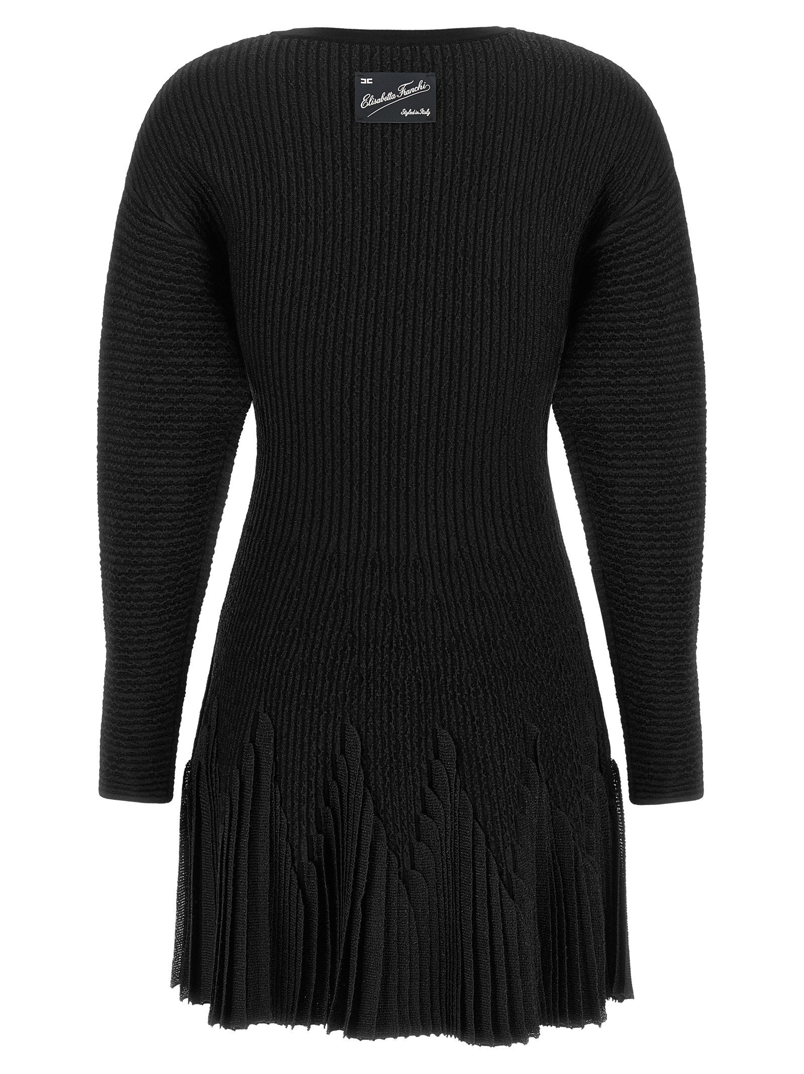 Elisabetta Franchi Knitted Pleated Dress Black