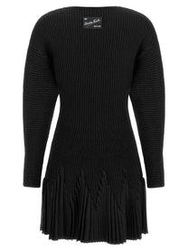 Elisabetta Franchi Knitted Pleated Dress Black