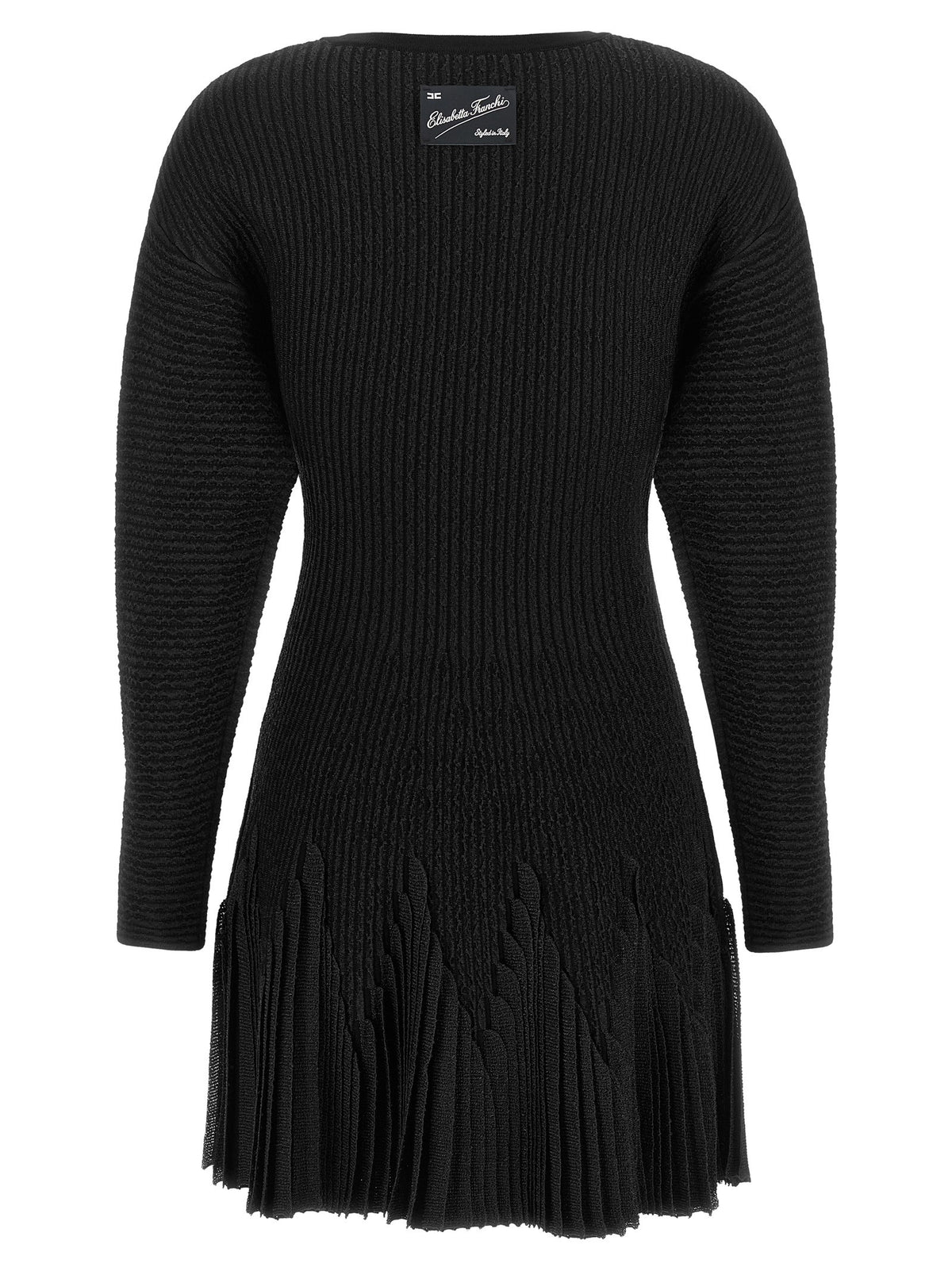 Elisabetta Franchi Knitted Pleated Dress Black, view 2