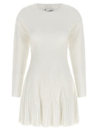 Elisabetta Franchi Knitted Pleated Dress White