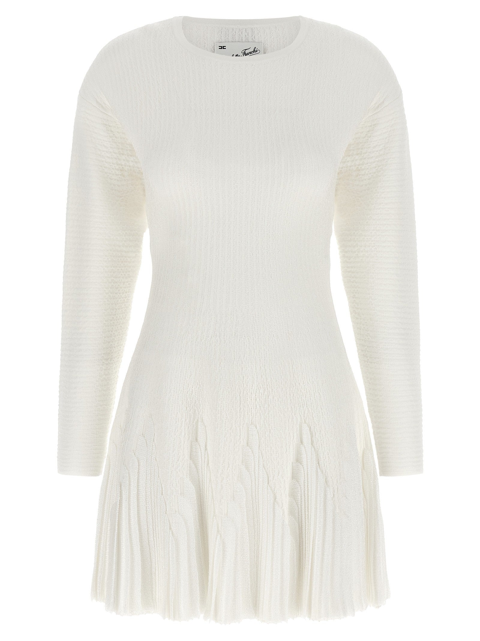Elisabetta Franchi Knitted Pleated Dress White