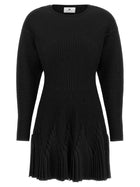 Elisabetta Franchi Knitted Pleated Dress Black
