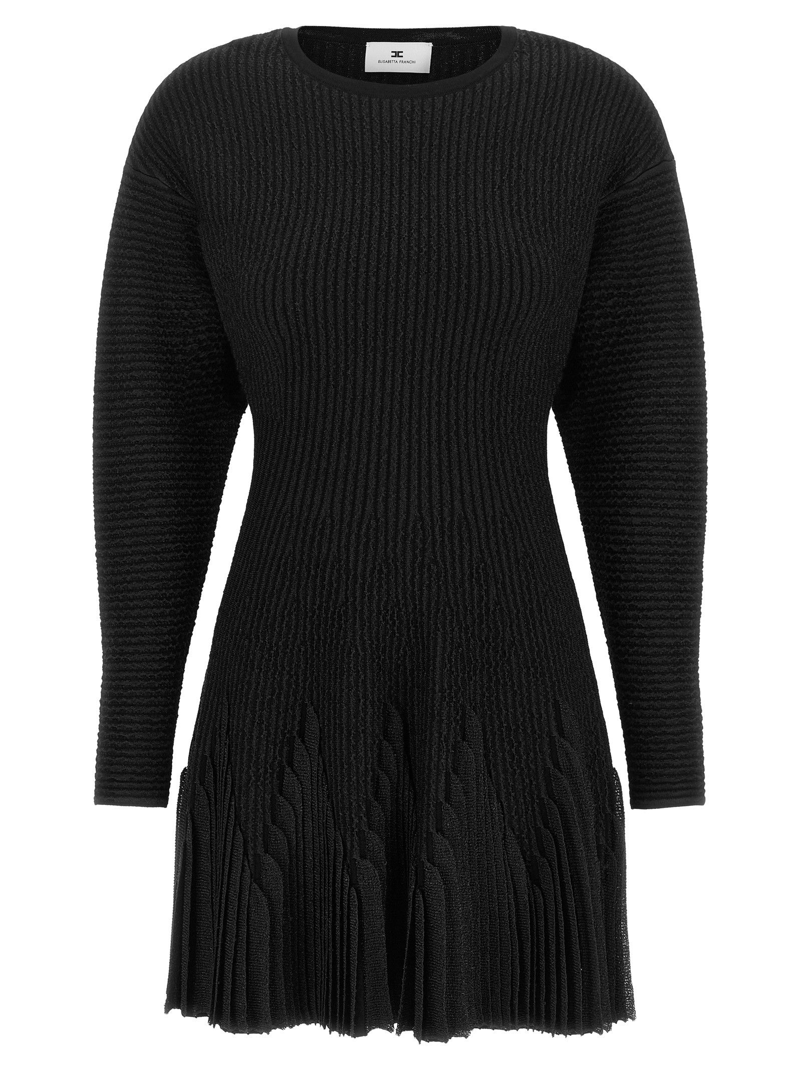 Elisabetta Franchi Knitted Pleated Dress Black
