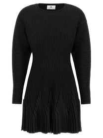 Elisabetta Franchi Knitted Pleated Dress Black