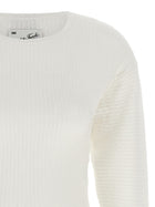 Elisabetta Franchi Knitted Pleated Dress White, view 3