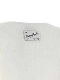 Elisabetta Franchi Knitted Pleated Dress White