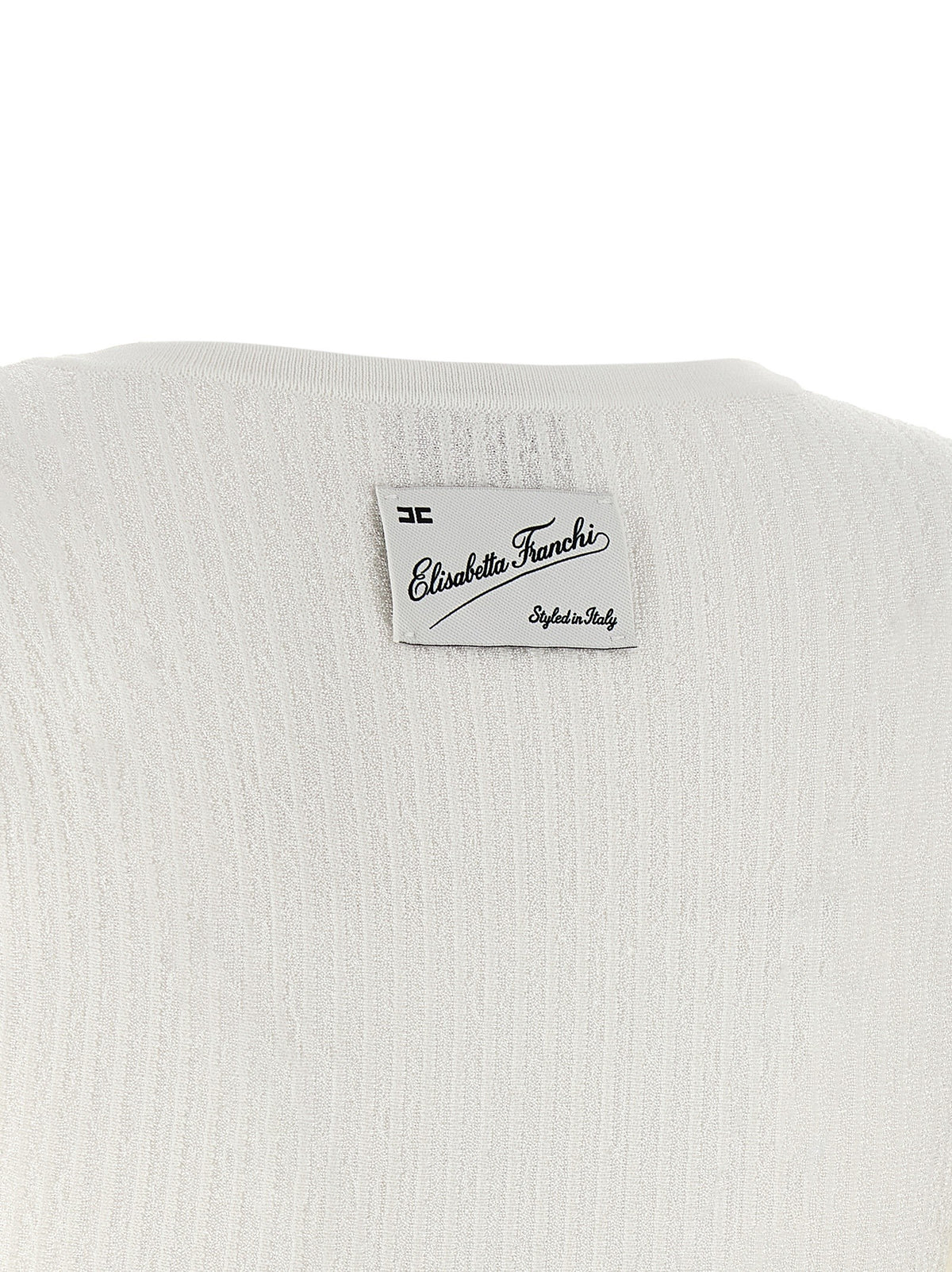Elisabetta Franchi Knitted Pleated Dress White, view 4