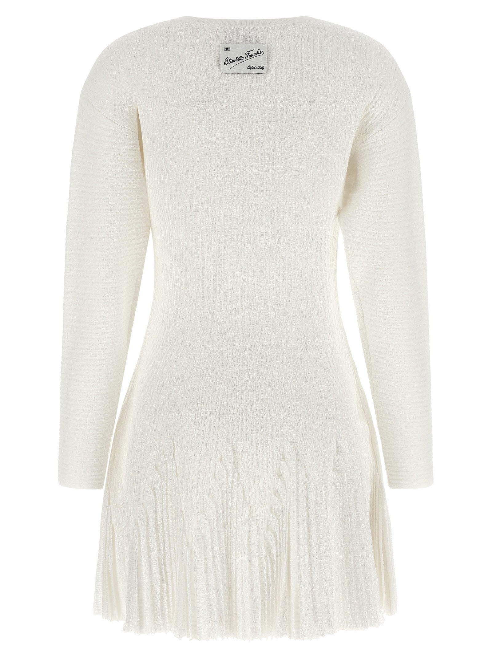 Elisabetta Franchi Knitted Pleated Dress White