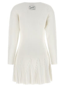Elisabetta Franchi Knitted Pleated Dress White