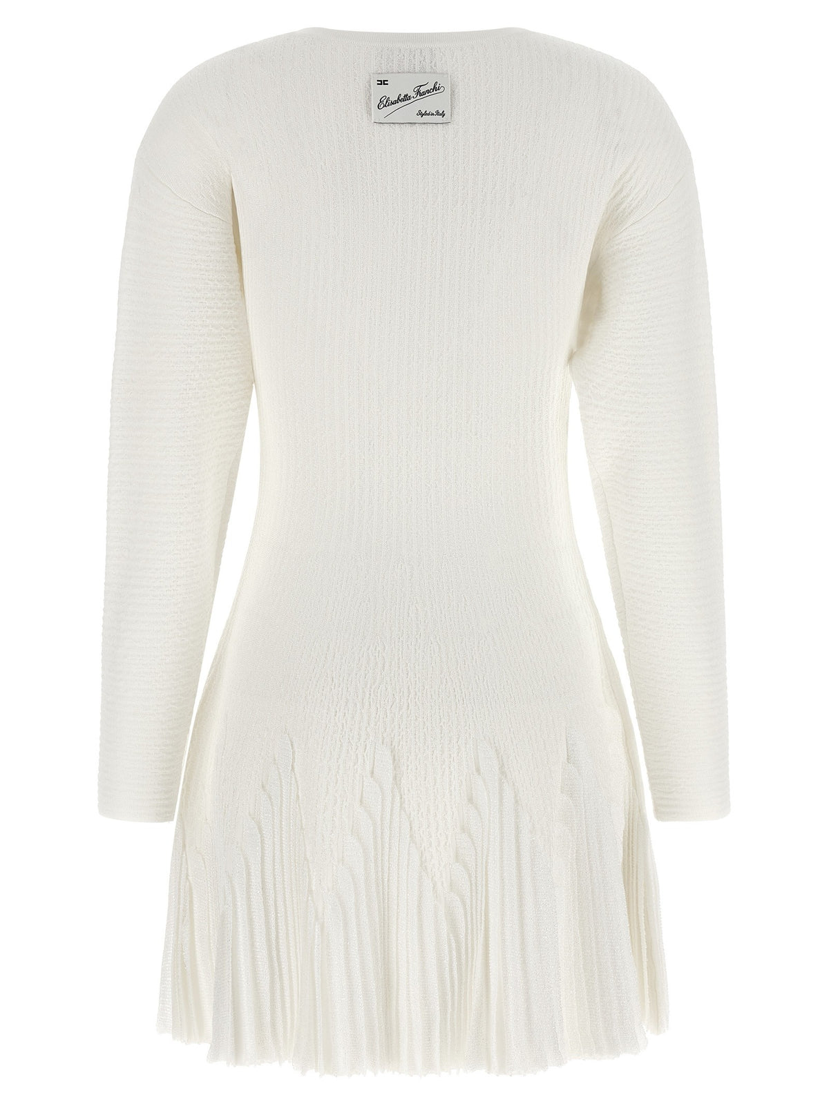 Elisabetta Franchi Knitted Pleated Dress White, view 2