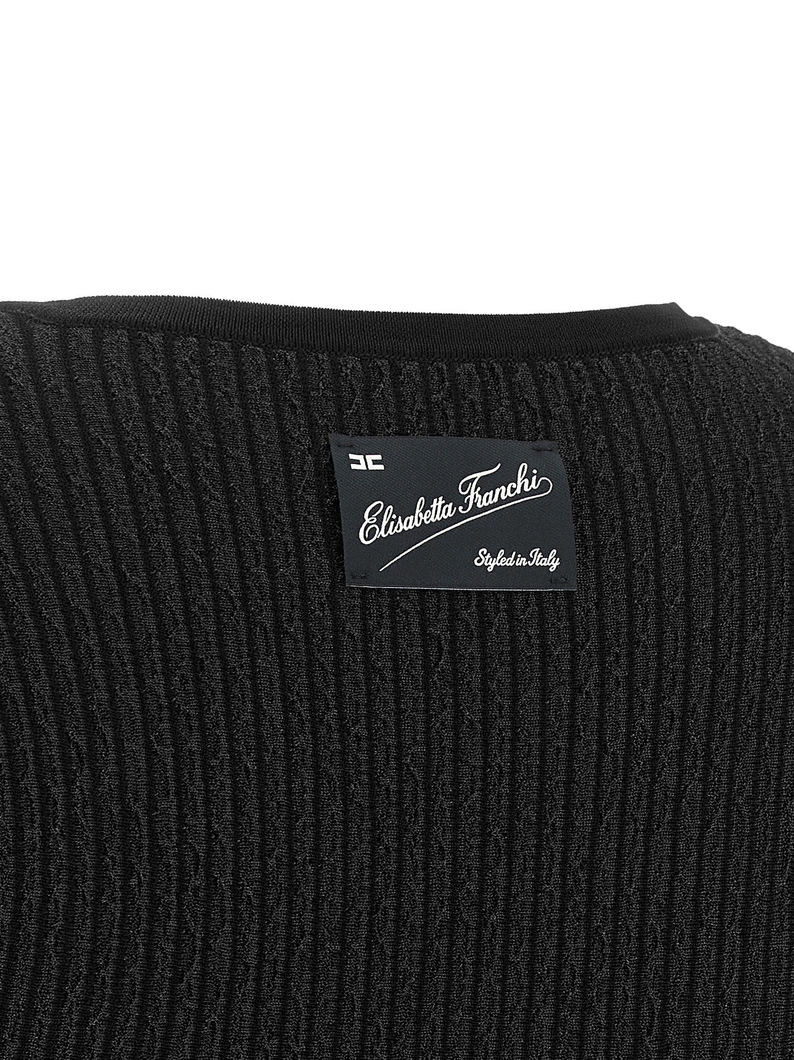 Elisabetta Franchi Knitted Pleated Dress Black