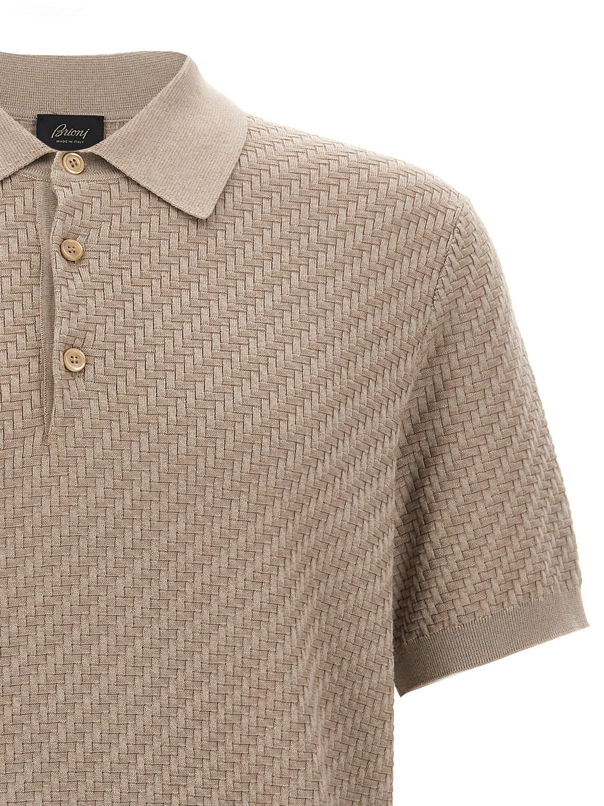 Brioni Knitted Polo Shirt Beige