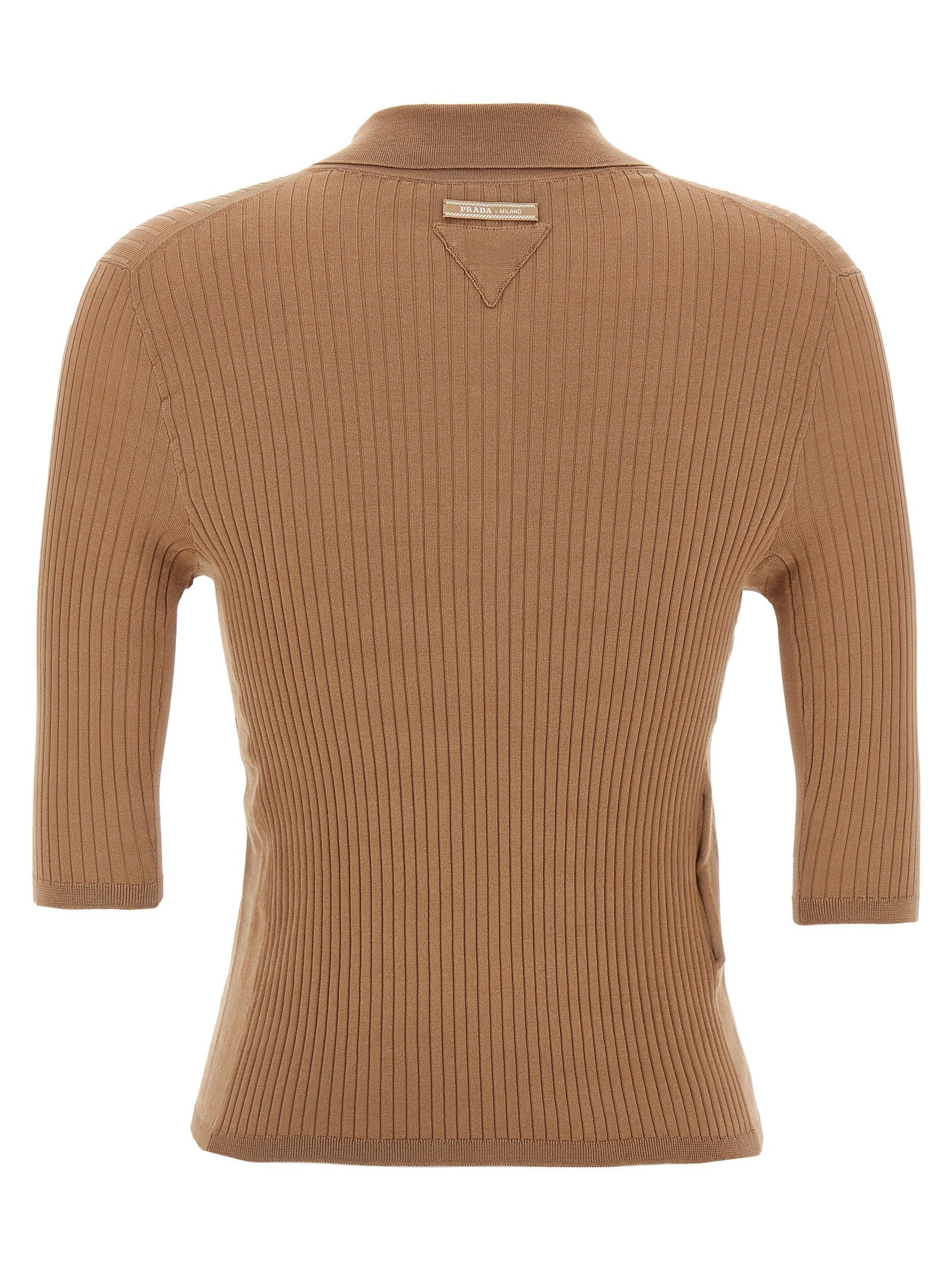 PRADA Knitted Polo Shirt Beige