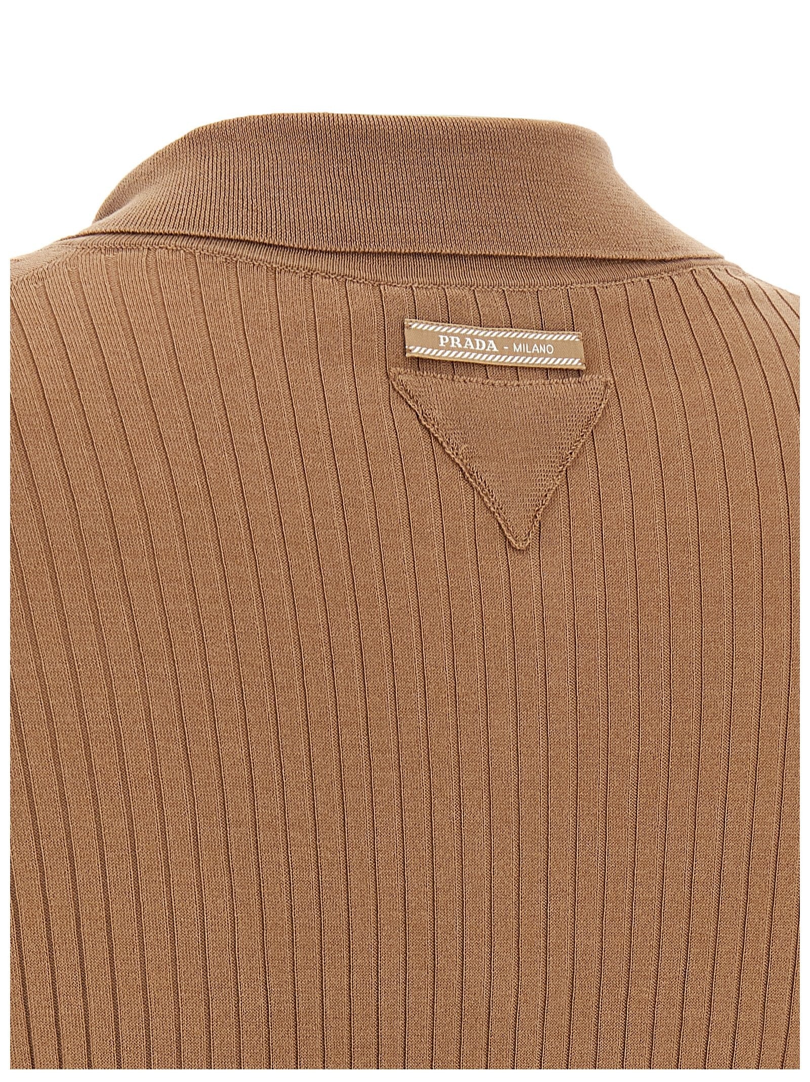 PRADA Knitted Polo Shirt Beige