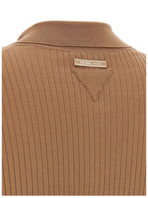 PRADA Knitted Polo Shirt Beige