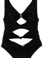 Elisabetta Franchi Knot One Piece Swimsuit Black, view 3
