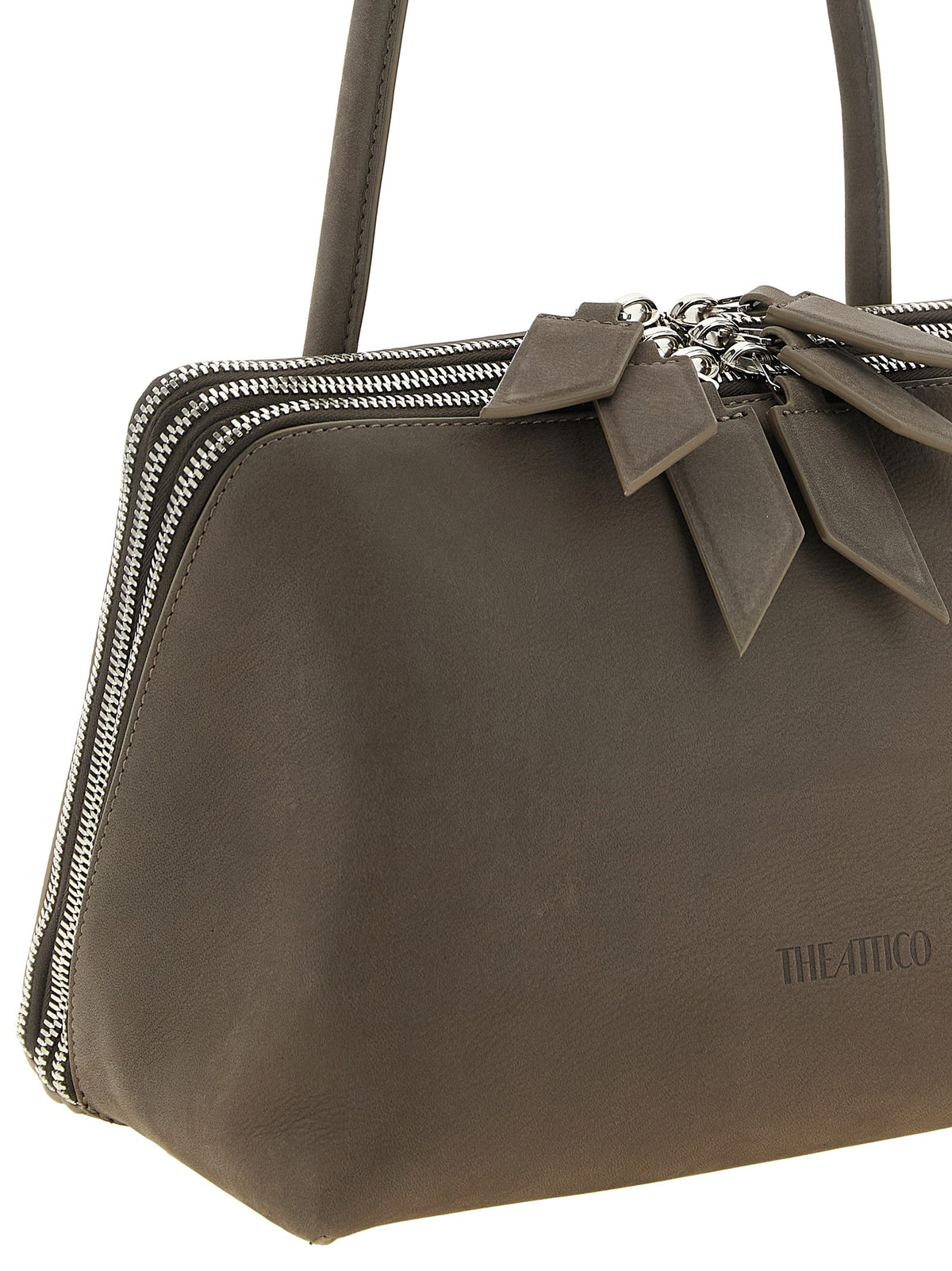 The Attico Women's Laltra Di Milano Suede Shoulder Bag Grey, view 3