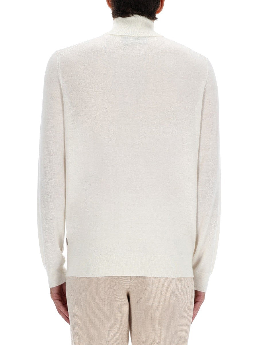 Boss Camel Men's Bernard Turtleneck Sweater White