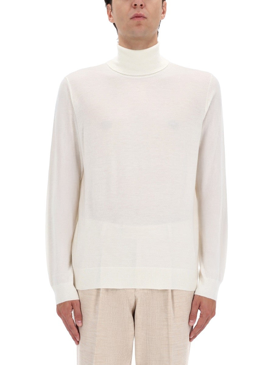Boss Camel Men's Bernard Turtleneck Sweater White