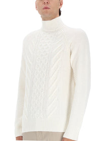 Boss Camel Men's Hector Cable Knit Sweater White