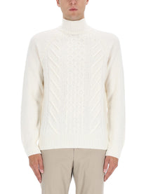 Boss Camel Men's Hector Cable Knit Sweater White