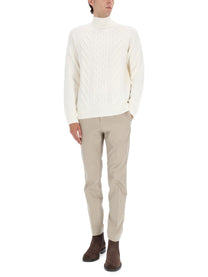 Boss Camel Men's Hector Cable Knit Sweater White