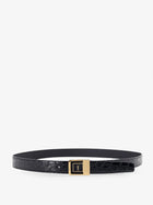 Saint Laurent Men's La Crocodile Embossed Leather Belt Black