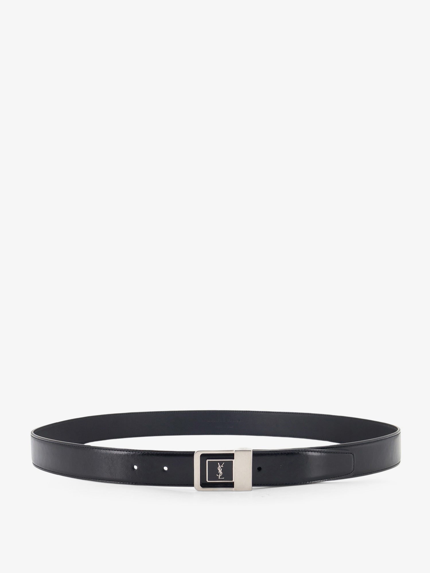 Saint Laurent Men's La Leather Belt Black