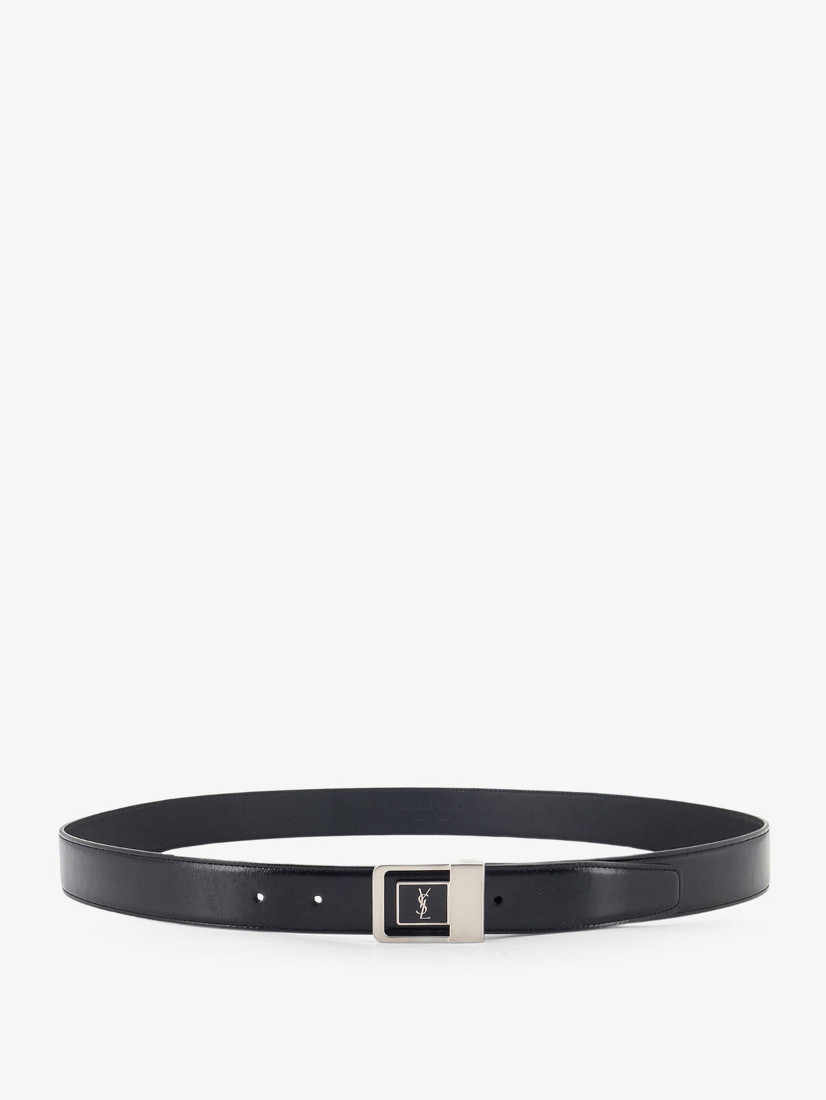 Saint Laurent Men's La Leather Belt Black