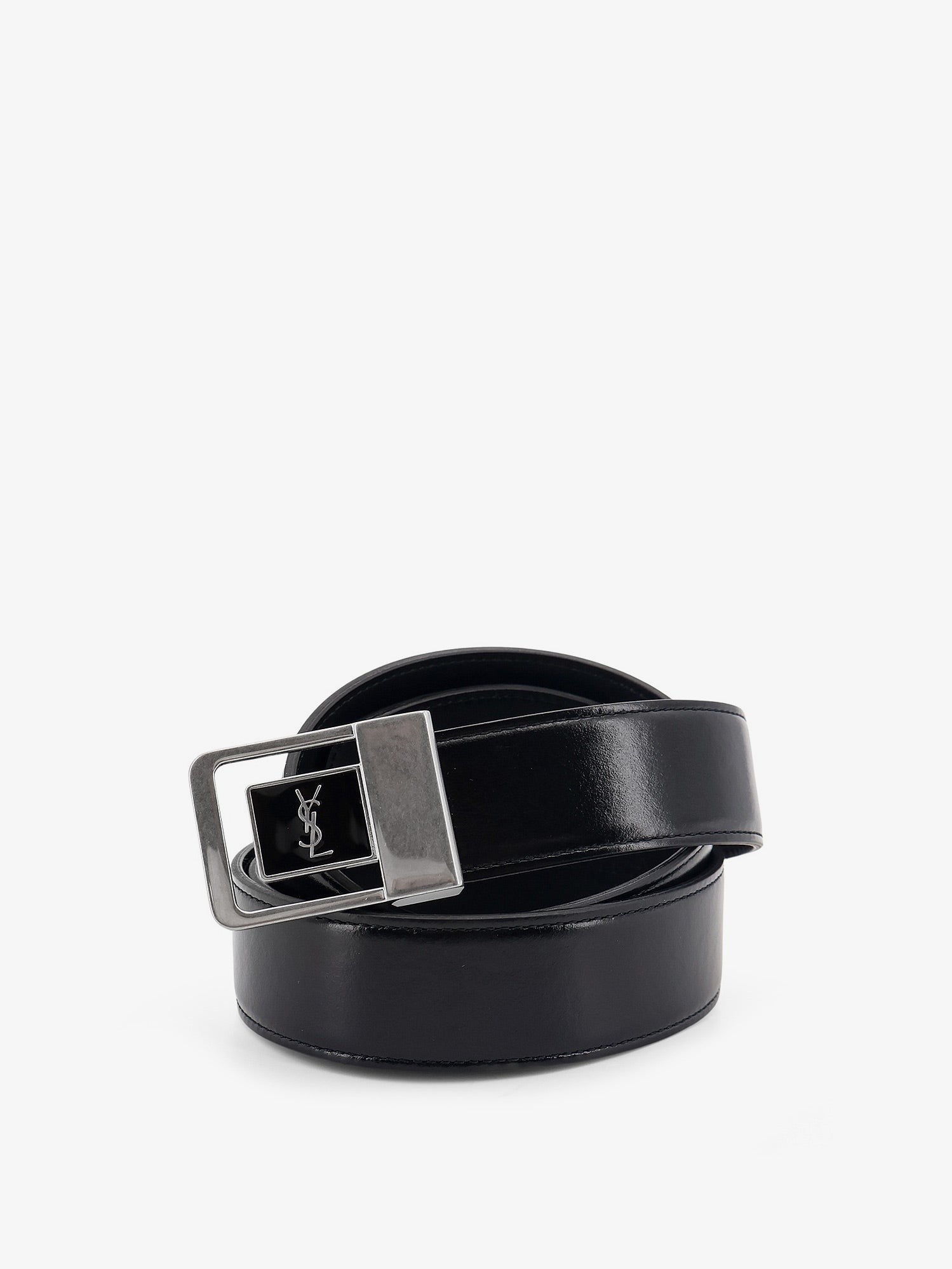 Saint Laurent Men's La Leather Belt Black